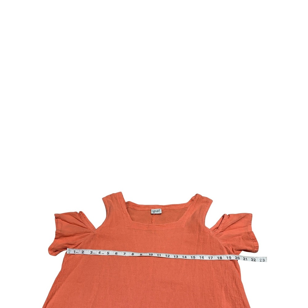Oh My Gauze Cotton Gauze Cold Shoulder Top Rust Orange Sz 2 / L Boho Lightweight - Picture 3 of 5